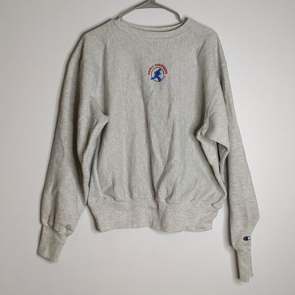 Vintage 90's  Champion Reverse Weave Sweatshirt Matrix Marathoner Logo Large - Picture 1 of 8
